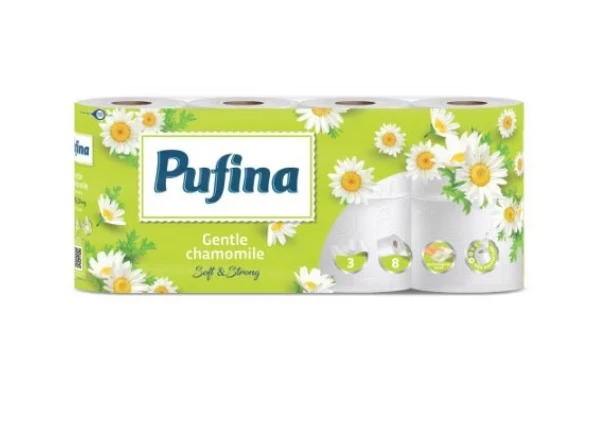 Hartie igienică Pufina Musetel 3 straturi 8 role